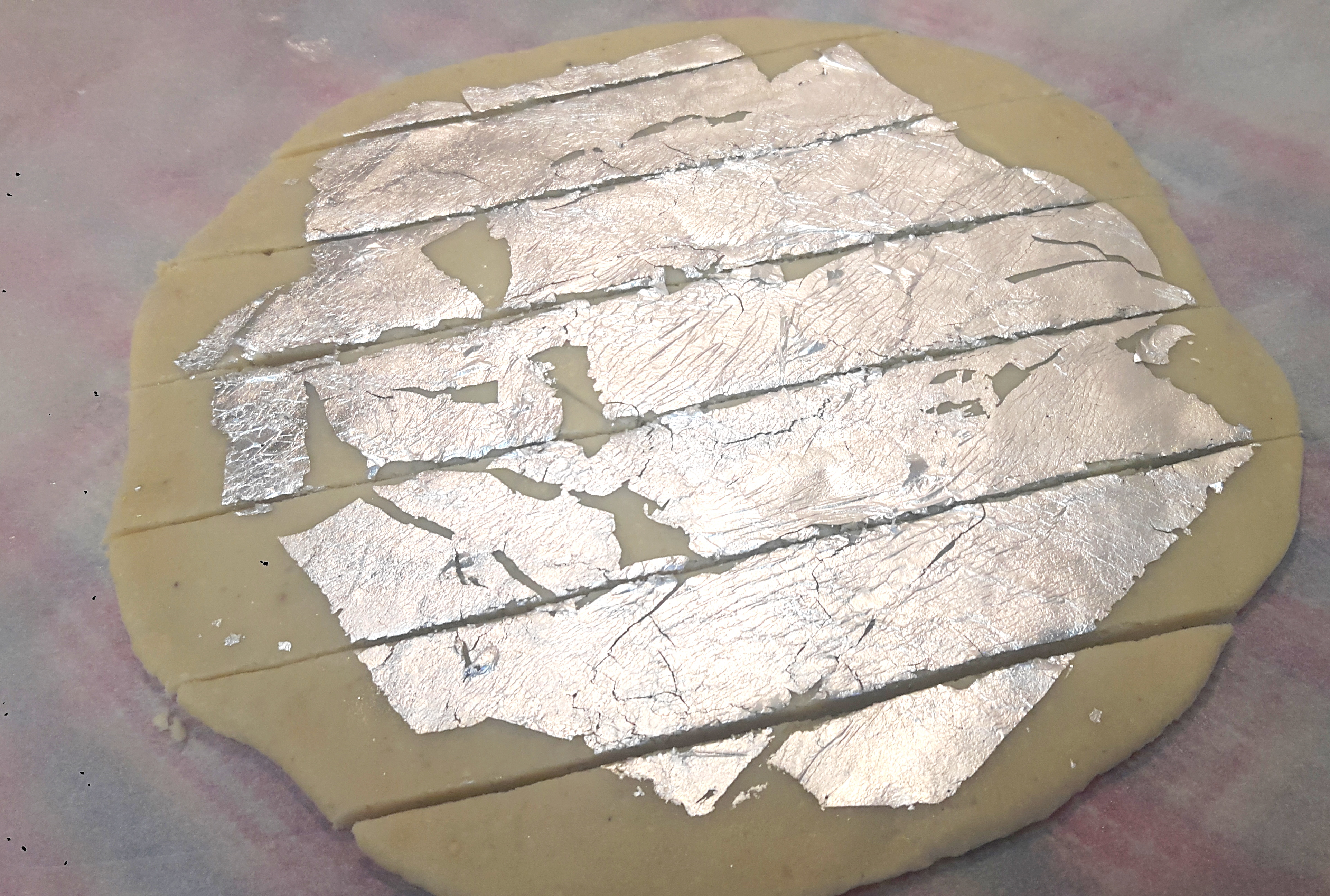 cut into diamond shape.
