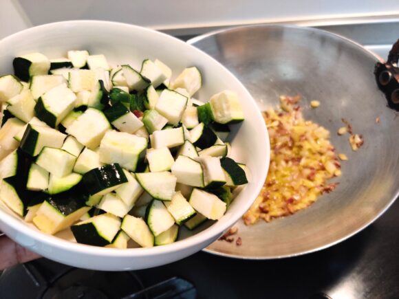add chopped zucchini and corn