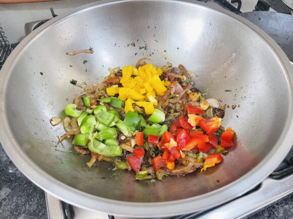 Add bell pepper and pickle masala