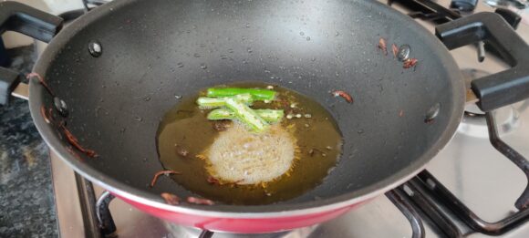 add cumin and green chilli