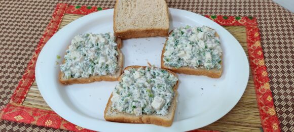 put stuffing and spread evenly