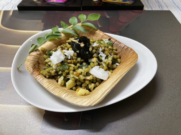 “Moong/Pachai Payaru (Green Gram/ Mung Bean) Sundal (South Indian Recipe)” is ready to be offered…