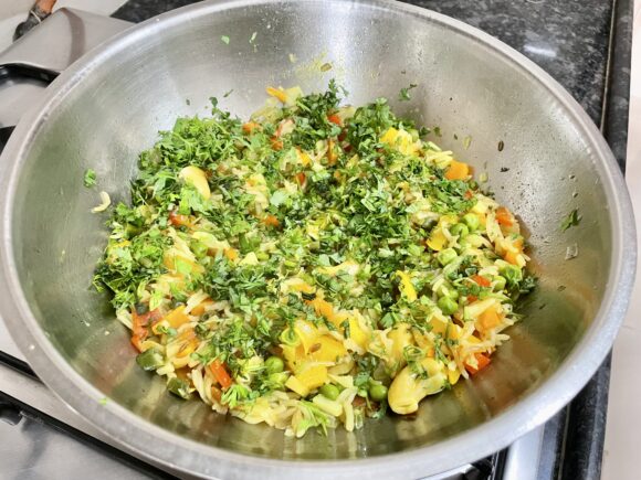Add coriander leaves, serve hot