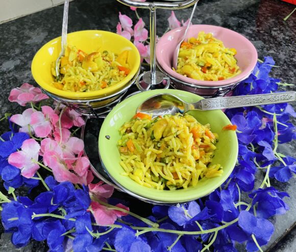 Garnish with fried cashew-nut