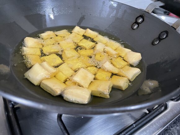 Fry till it becomes crispy and golden brown