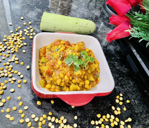 Lauki (Bottle Gourd) with Chana Dal (Split Bengal Gram) Sabji” is ready