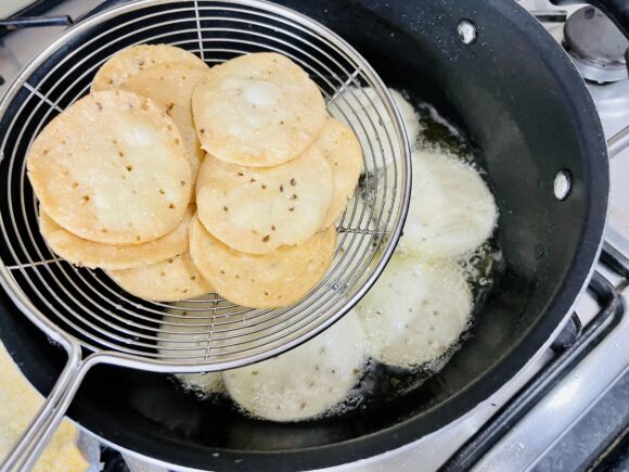 Fry till it becomes golden brown in colour