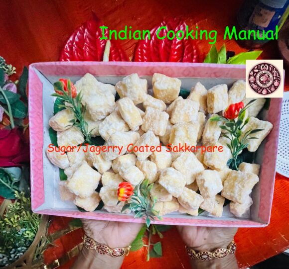 Sugar/Jeggary Coated Sakkarpare (Khurma)