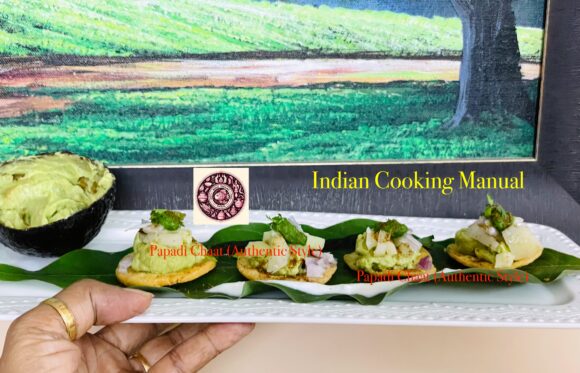 Crisp Papadi with a creamy Avocado dip