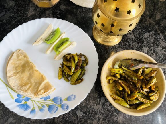 serve with “Dal” “Chawal (rice)“ or Chapati.