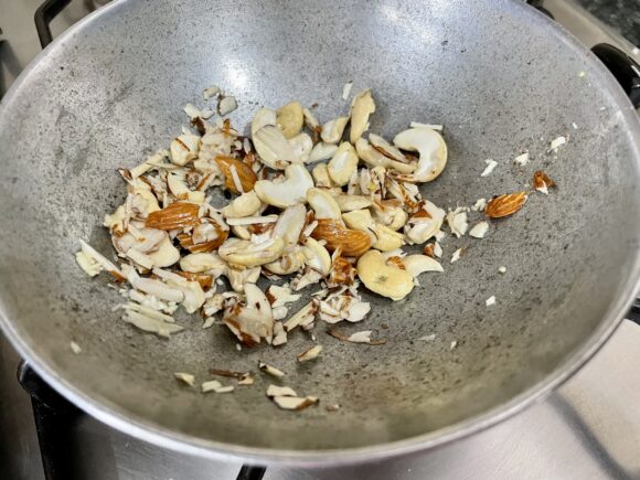 add  crushed cashew nut and almonds
