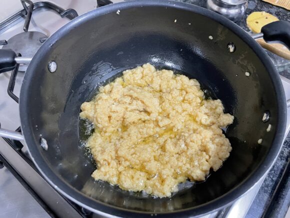 stir continuously on medium low flame