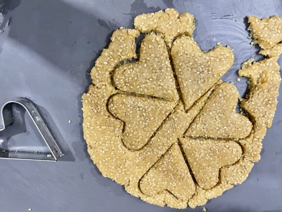 give shape of heart with biscuit cutter