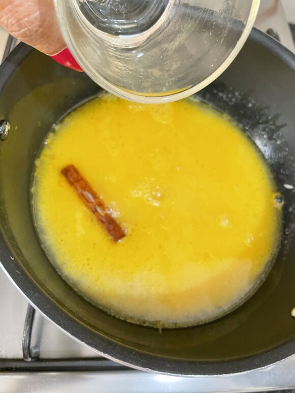 add orange juice and water