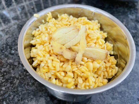 grind them with ginger; make fine, smooth and creamy paste.