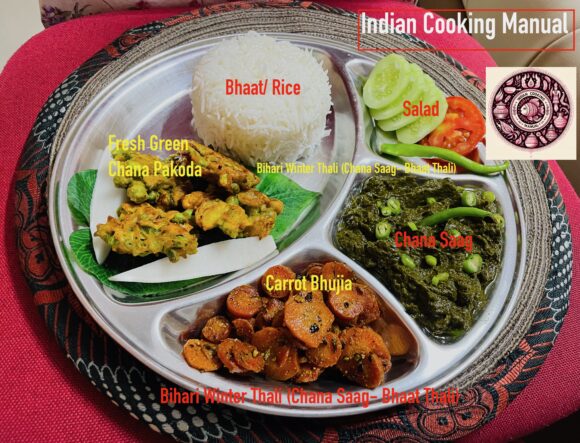 Bihari Winter Thali (Chana Saag- Bhaat Thali)