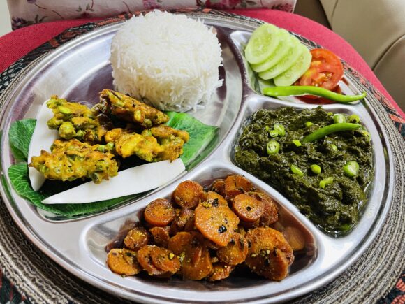 Bihari Winter Thali (Chana Saag- Bhaat Thali)