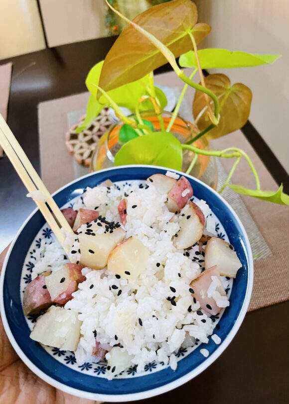 Japanese Style Sweet Potato Rice (Satsumaimo Gohan) with Indrayani Rice