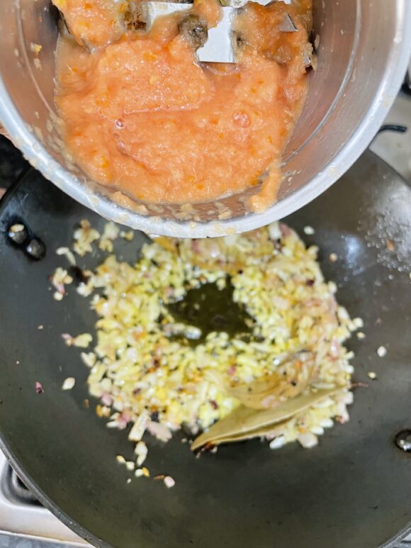 add ground tomato and ginger paste