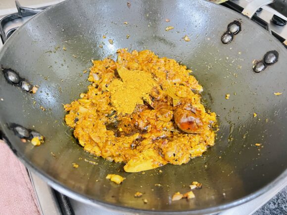 Add Achari masala powder and mango pickle masala