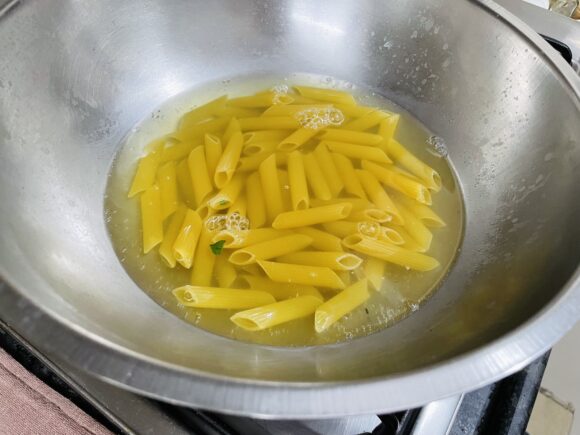 Boil the pasta (macaroni) in same water for10 minutes