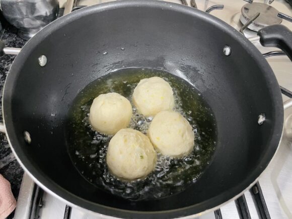 Deep fry the kachori on medium low heat