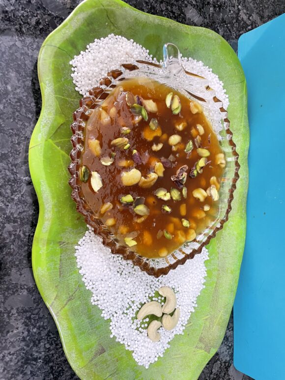 Sabudana Halwa (Tapioca Pearl Dessert)” is ready to be served