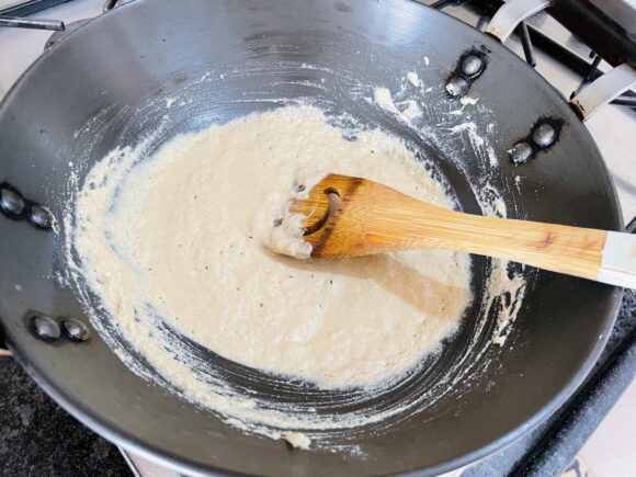 add Rajgir flour; roast flour on low flame