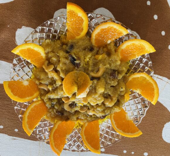 “Citrus Twist Rajgira (Amaranth) Halwa (Phalahari Special)” is ready to be served